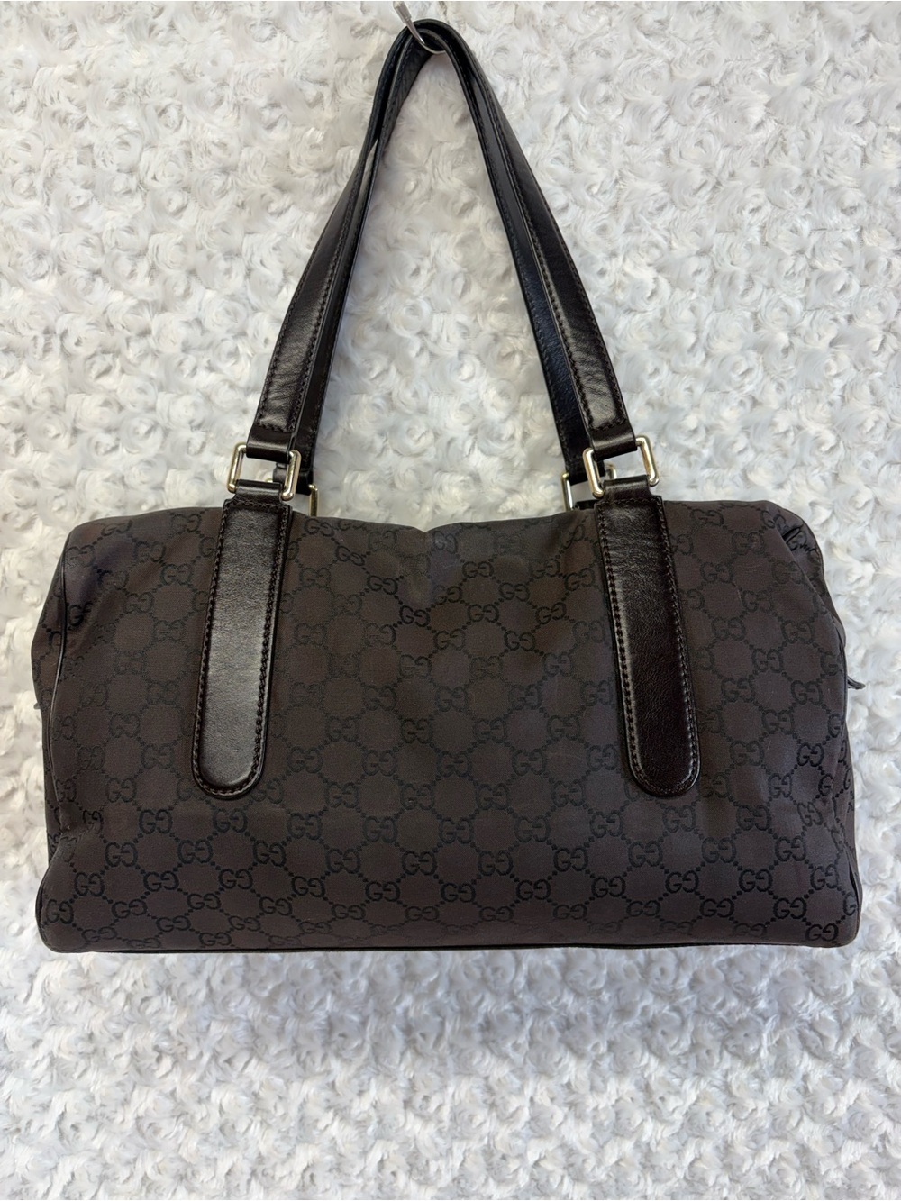Gucci JOY Boston BAG brown soft canvas body & leather shoulder straps